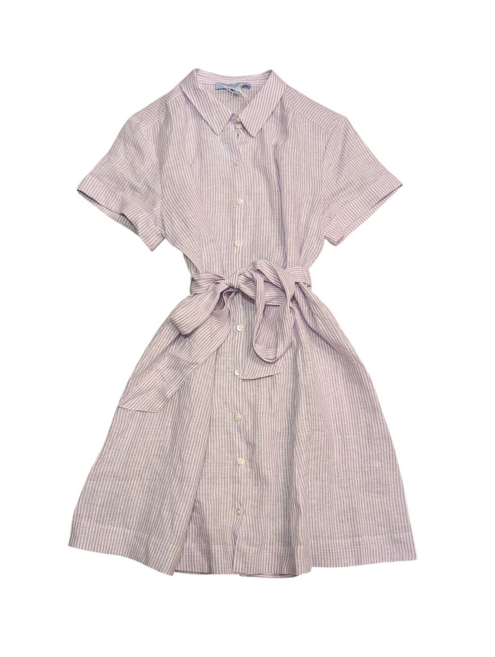 Hill House Laura Dress Lilac Stripe 100% Linen Size Medium NWT